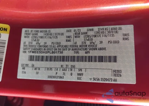 2023 Ford Bronco Badlands из США, поврежденный, VIN 1FMEE5DH2PLB01730